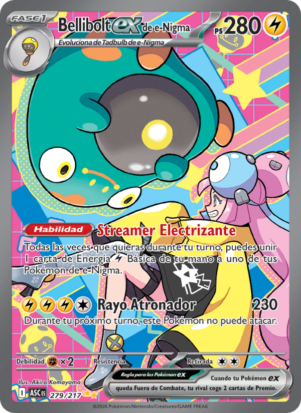 Bellibolt ex de e-Nigma 279 — Erhabene Helden (Spanish Pokémon TCG card)