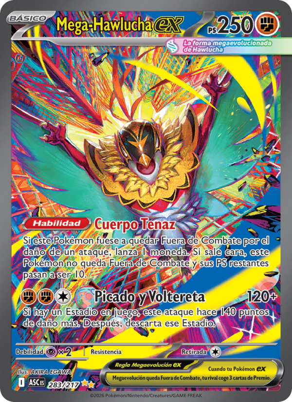 Mega-Hawlucha ex 283 — Erhabene Helden (Spanish Pokémon TCG card)