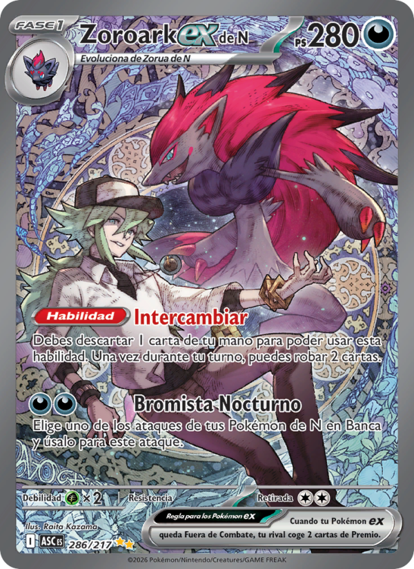 Zoroark ex de N 286 — Erhabene Helden (Spanish Pokémon TCG card)