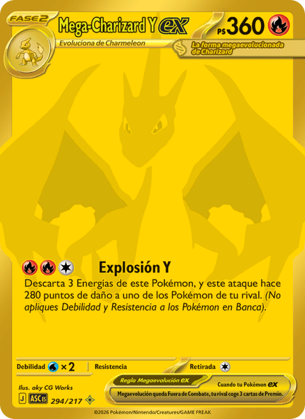 Mega-Charizard Y ex 294 — Erhabene Helden (Spanish Pokémon TCG card)