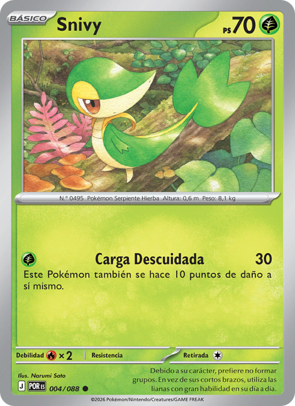 Snivy 004 — Optimale Ordnung (Spanish Pokémon TCG card)