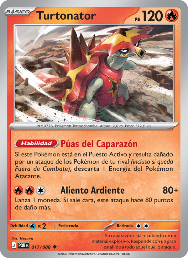 Turtonator 017 — Optimale Ordnung (Spanish Pokémon TCG card)