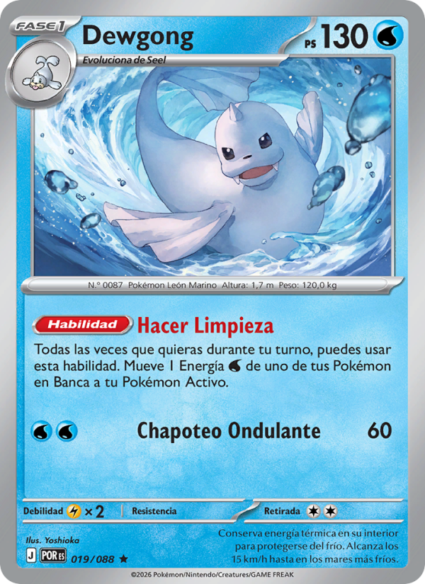Dewgong 019 — Optimale Ordnung (Spanish Pokémon TCG card)