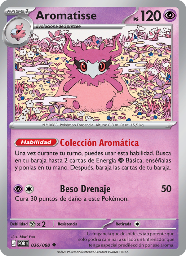 Aromatisse 036 — Optimale Ordnung (Spanish Pokémon TCG card)