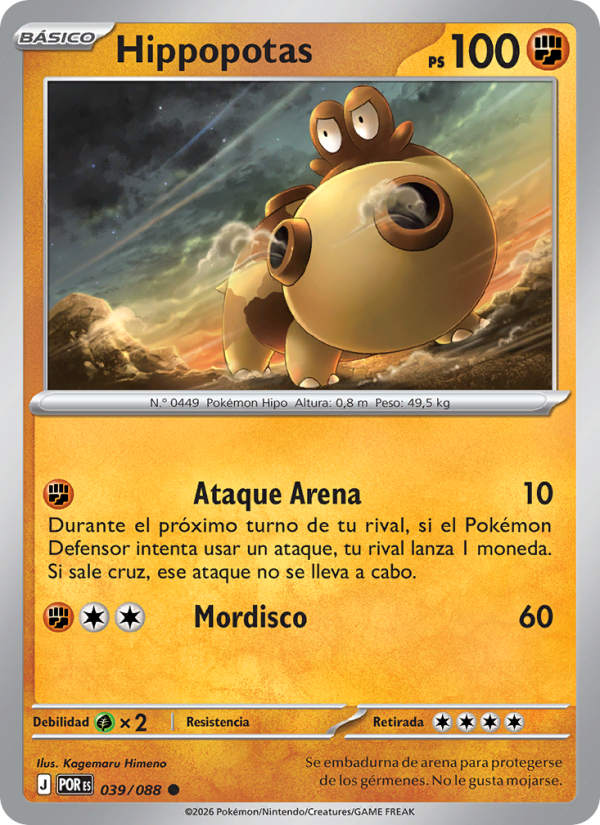 Hippopotas 039 — Optimale Ordnung (Spanish Pokémon TCG card)