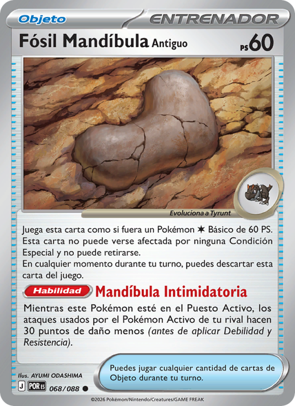 Fósil Mandíbula Antiguo 068 — Optimale Ordnung (Spanish Pokémon TCG card)