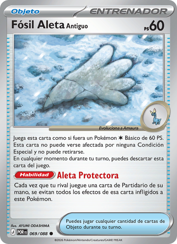Fósil Aleta Antiguo 069 — Optimale Ordnung (Spanish Pokémon TCG card)