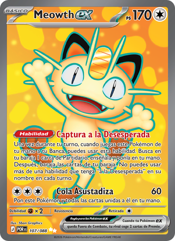 Meowth ex 107 — Optimale Ordnung (Spanish Pokémon TCG card)