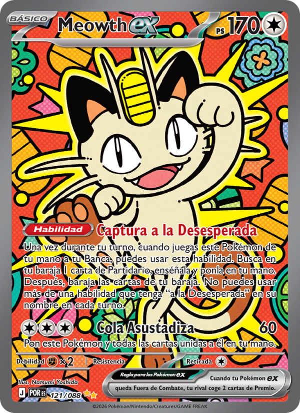 Meowth ex 121 — Optimale Ordnung (Spanish Pokémon TCG card)