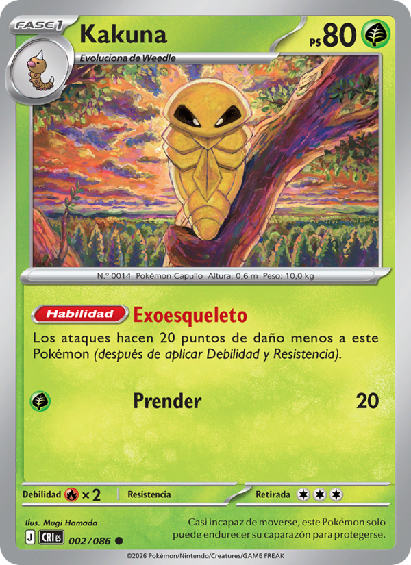 Kakuna 002 — Wachsendes Chaos (Spanish Pokémon TCG card)