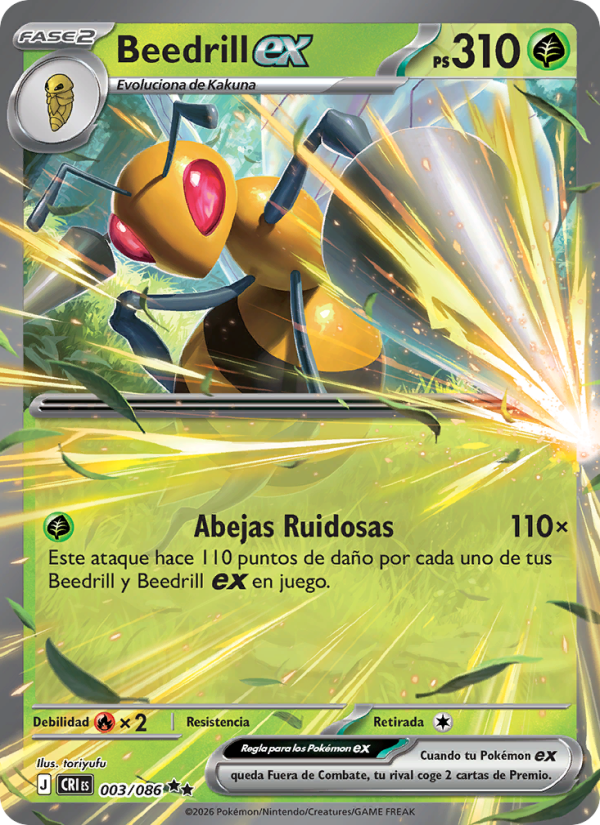Beedrill ex 003 — Wachsendes Chaos (Spanish Pokémon TCG card)