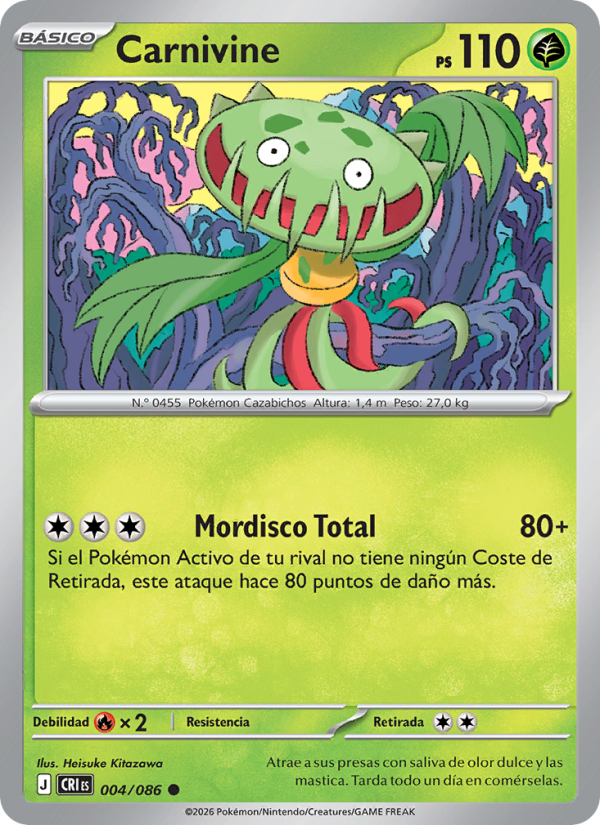 Carnivine 004 — Wachsendes Chaos (Spanish Pokémon TCG card)