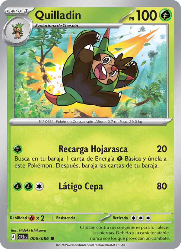 Quilladin 006 — Wachsendes Chaos (Spanish Pokémon TCG card)