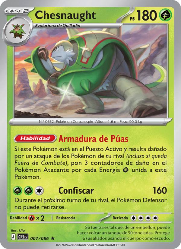 Chesnaught 007 — Wachsendes Chaos (Spanish Pokémon TCG card)