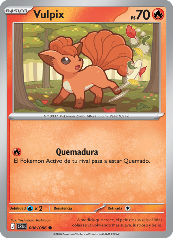 Vulpix 008 — Wachsendes Chaos (Spanish Pokémon TCG card)