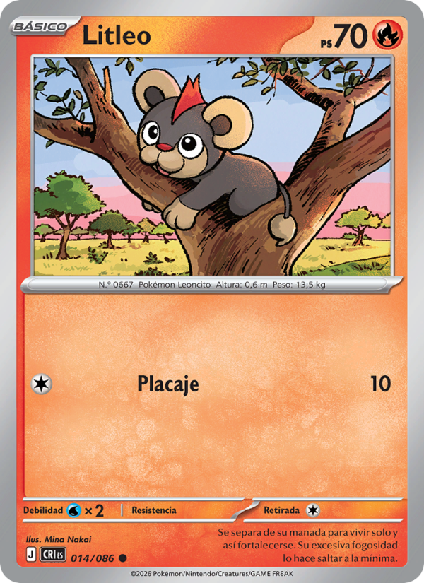 Litleo 014 — Wachsendes Chaos (Spanish Pokémon TCG card)