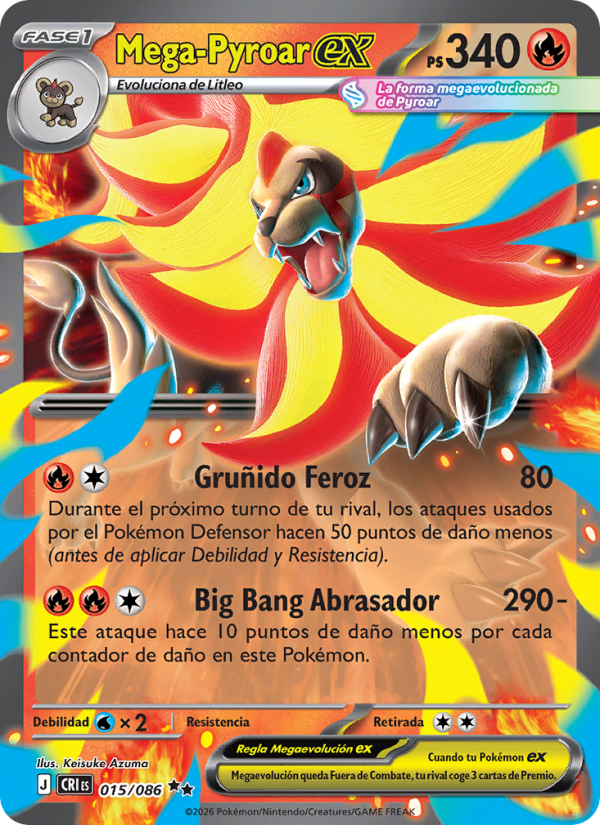 Mega-Pyroar ex 015 — Wachsendes Chaos (Spanish Pokémon TCG card)