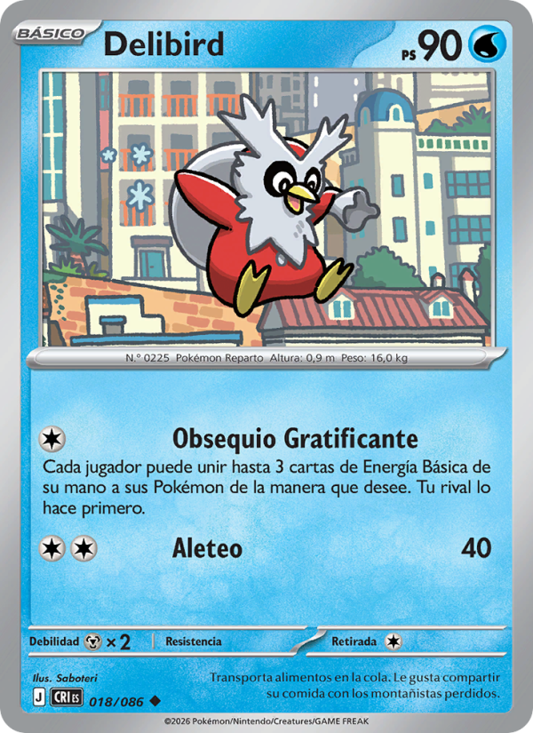 Delibird 018 — Wachsendes Chaos (Spanish Pokémon TCG card)