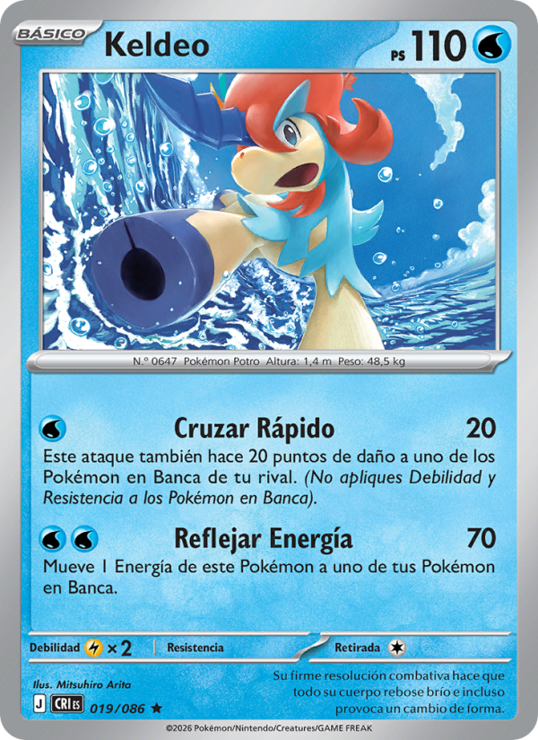 Keldeo 019 — Wachsendes Chaos (Spanish Pokémon TCG card)