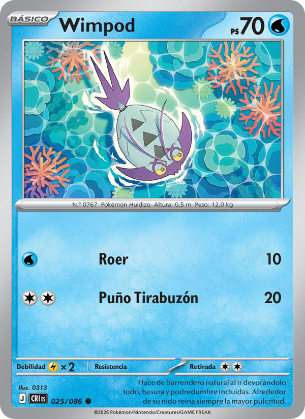Wimpod 025 — Wachsendes Chaos (Spanish Pokémon TCG card)