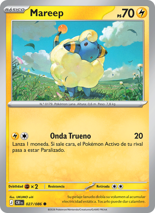 Mareep 027 — Wachsendes Chaos (Spanish Pokémon TCG card)