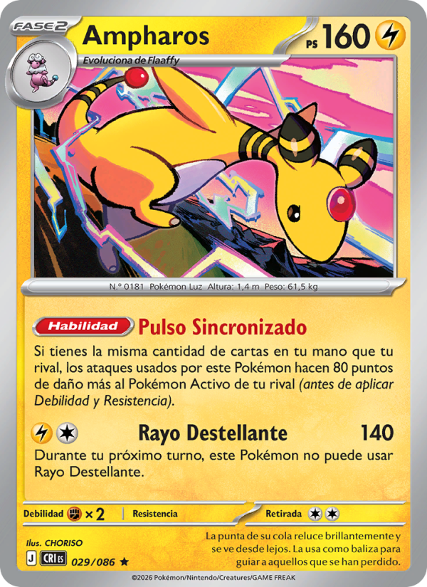 Ampharos 029 — Wachsendes Chaos (Spanish Pokémon TCG card)