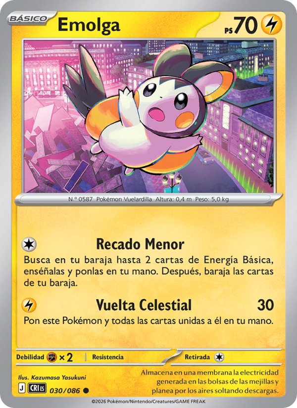 Emolga 030 — Wachsendes Chaos (Spanish Pokémon TCG card)