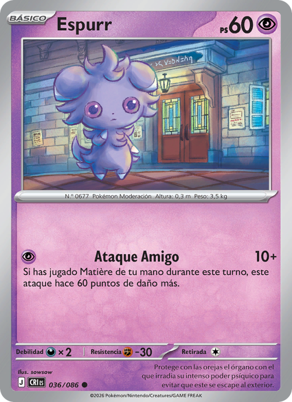 Espurr 036 — Wachsendes Chaos (Spanish Pokémon TCG card)