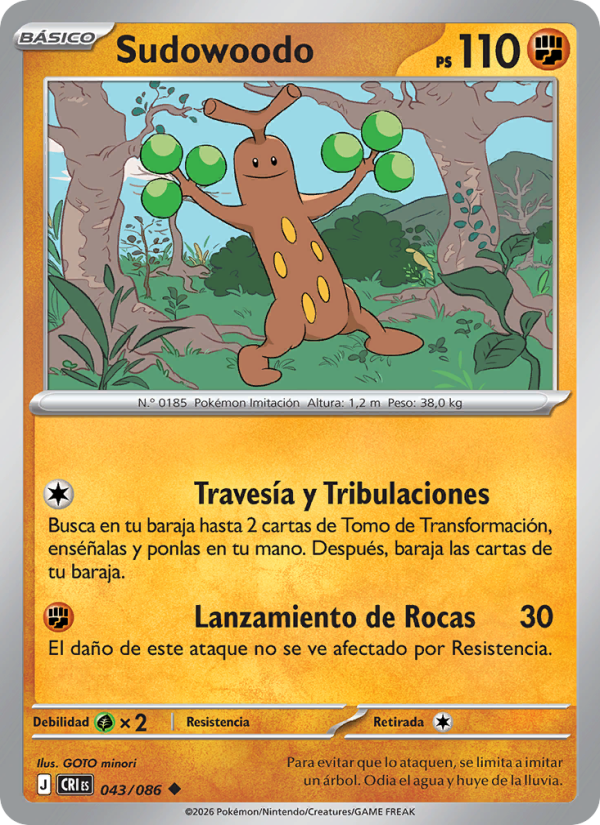 Sudowoodo 043 — Wachsendes Chaos (Spanish Pokémon TCG card)