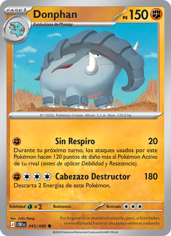 Donphan 045 — Wachsendes Chaos (Spanish Pokémon TCG card)