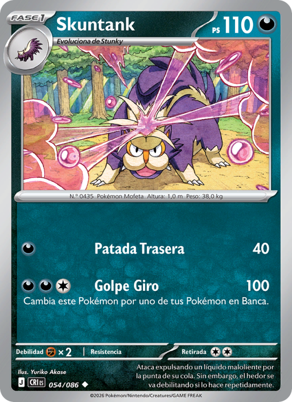 Skuntank 054 — Wachsendes Chaos (Spanish Pokémon TCG card)