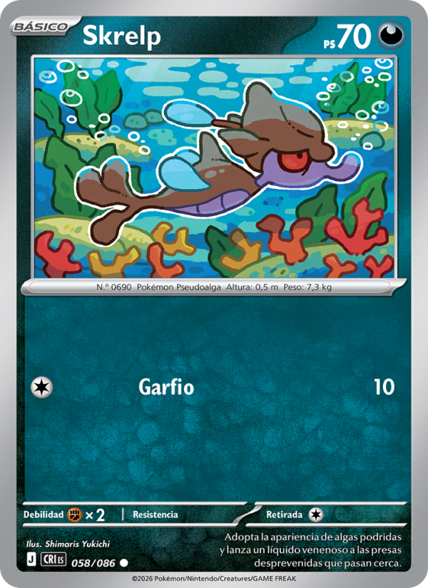 Skrelp 058 — Wachsendes Chaos (Spanish Pokémon TCG card)