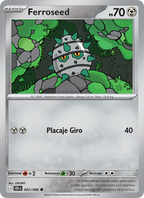 Ferroseed 062 — Wachsendes Chaos (Spanish Pokémon TCG card)