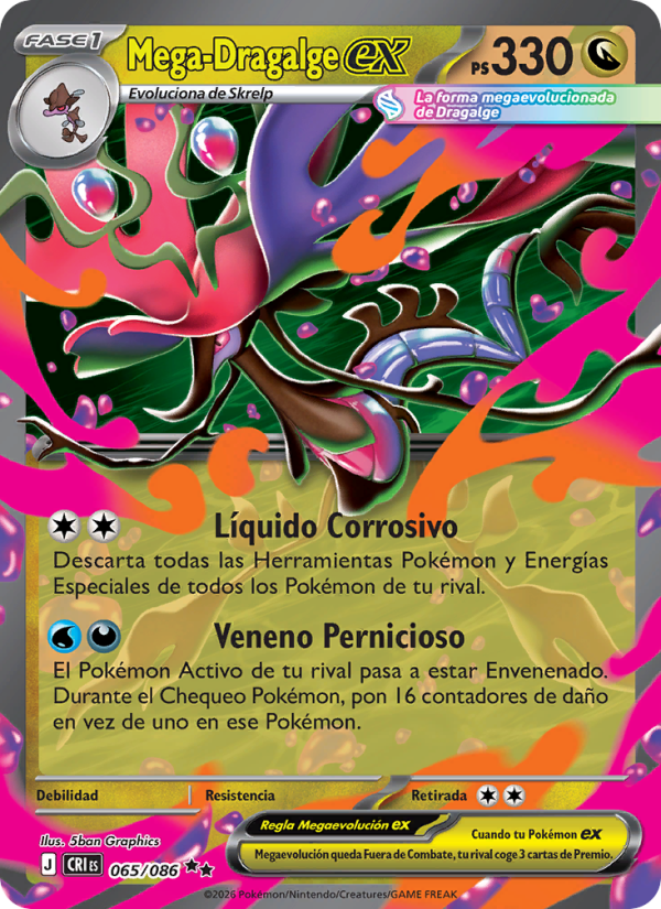 Mega-Dragalge ex 065 — Wachsendes Chaos (Spanish Pokémon TCG card)