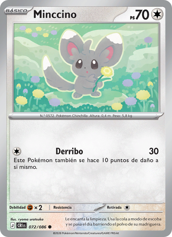 Minccino 072 — Wachsendes Chaos (Spanish Pokémon TCG card)