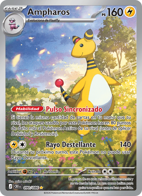 Ampharos 090 — Wachsendes Chaos (Spanish Pokémon TCG card)