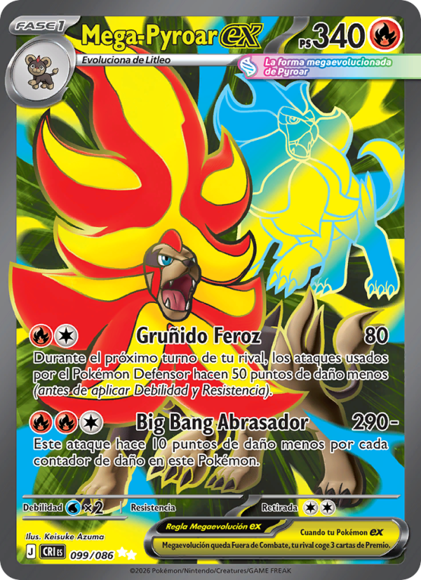 Mega-Pyroar ex 099 — Wachsendes Chaos (Spanish Pokémon TCG card)