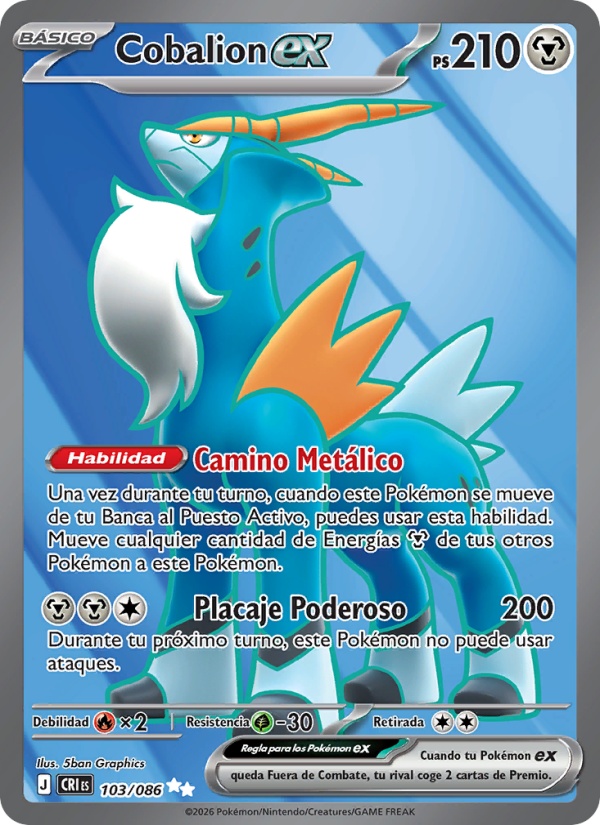 Cobalion ex 103 — Wachsendes Chaos (Spanish Pokémon TCG card)