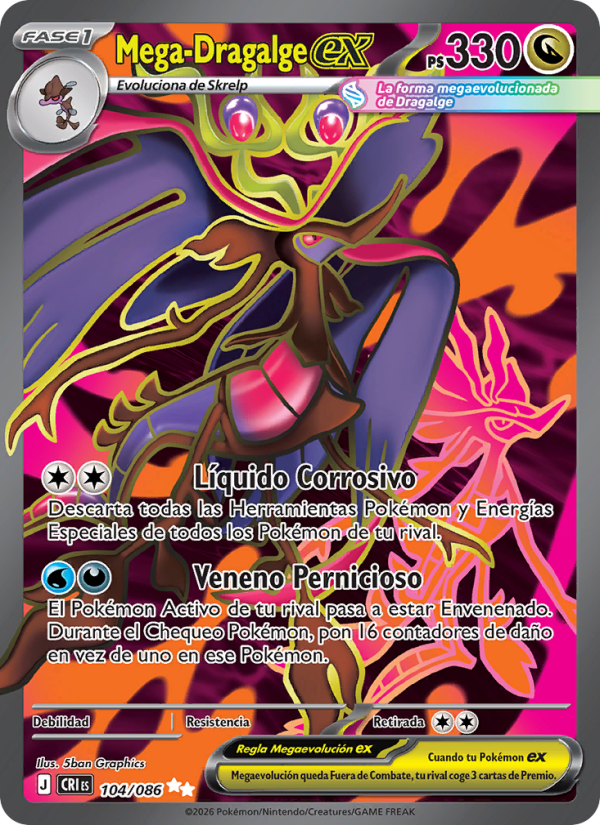 Mega-Dragalge ex 104 — Wachsendes Chaos (Spanish Pokémon TCG card)