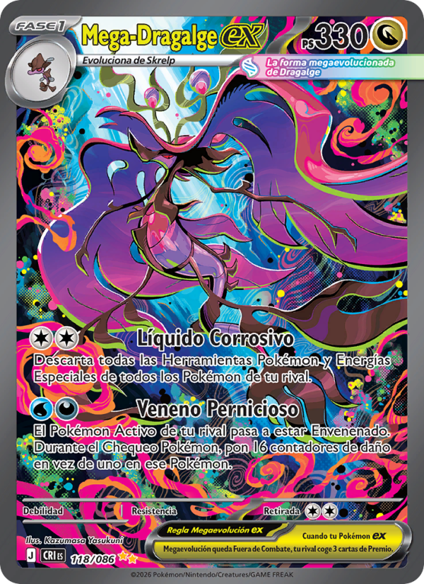 Mega-Dragalge ex 118 — Wachsendes Chaos (Spanish Pokémon TCG card)
