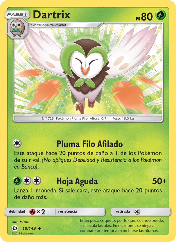 Dartrix 10 — Sun & Moon (Spanish Pokémon TCG card)