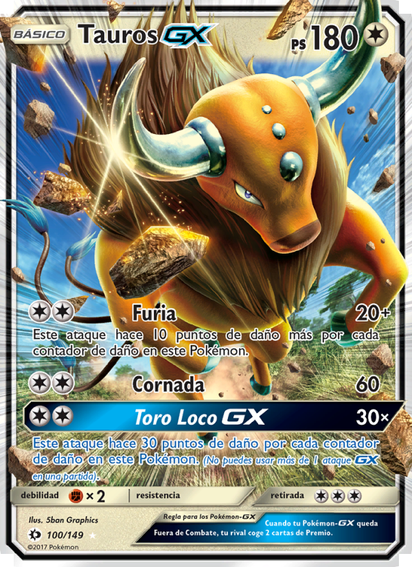 Tauros GX 100 — Sun & Moon (Spanish Pokémon TCG card)