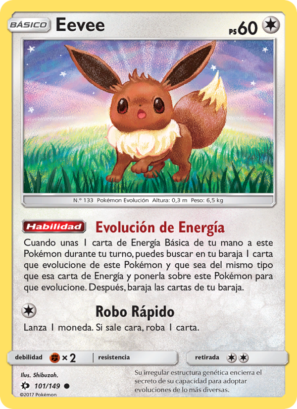 Eevee 101 — Sun & Moon (Spanish Pokémon TCG card)