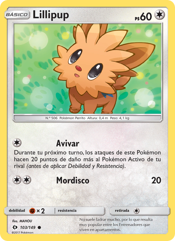 Lillipup 103 — Sun & Moon (Spanish Pokémon TCG card)