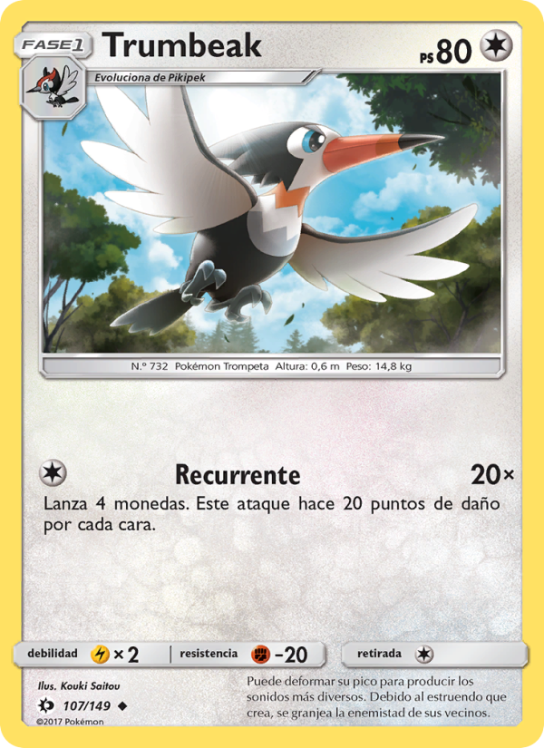 Trumbeak 107 — Sun & Moon (Spanish Pokémon TCG card)
