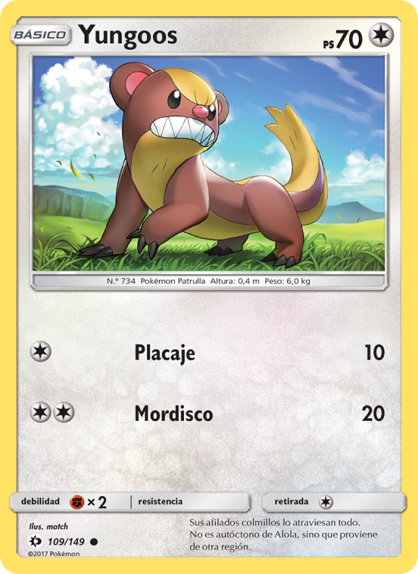 Yungoos 109 — Sun & Moon (Spanish Pokémon TCG card)