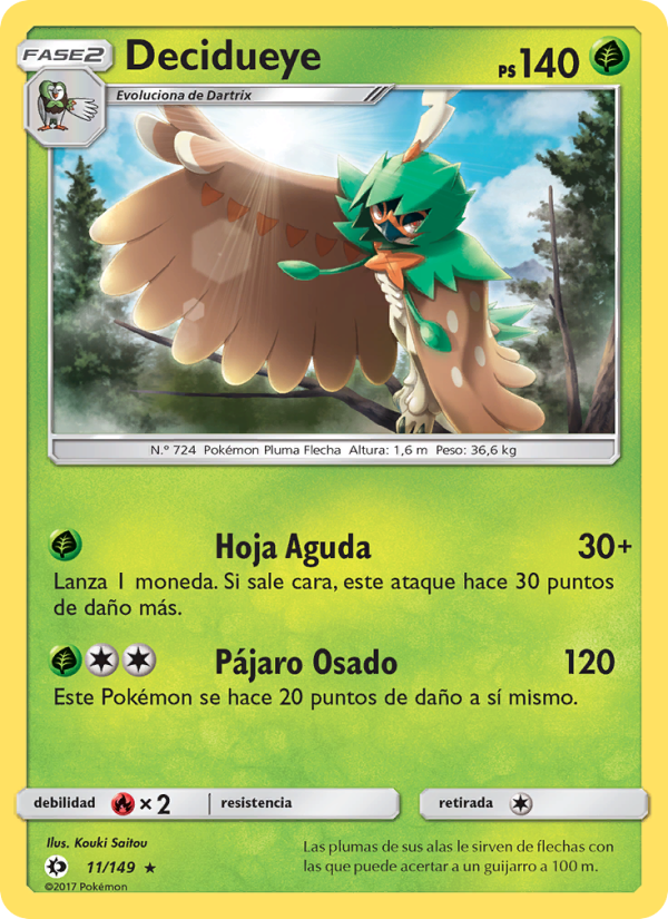 Decidueye 11 — Sun & Moon (Spanish Pokémon TCG card)