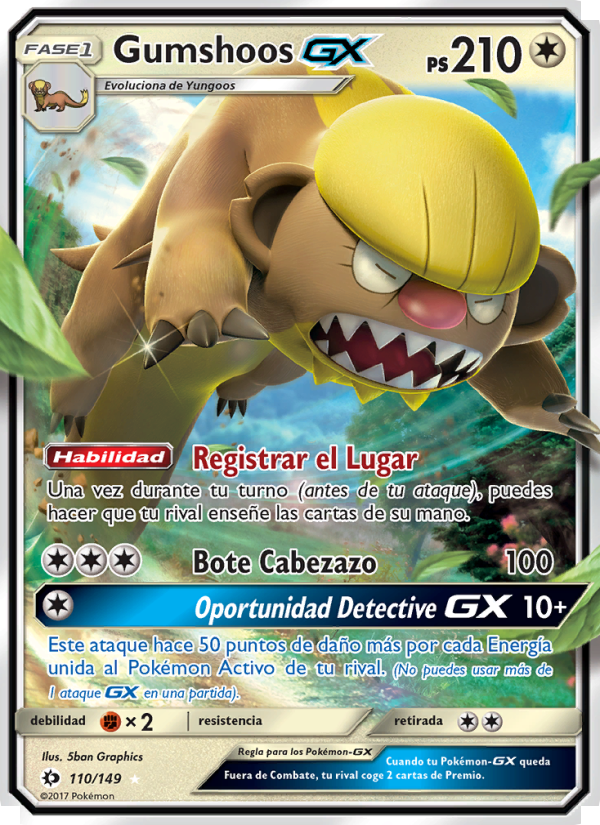 Gumshoos GX 110 — Sun & Moon (Spanish Pokémon TCG card)