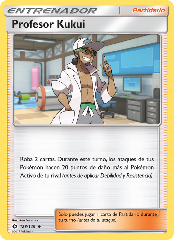 Profesor Kukui 128 — Sun & Moon (Spanish Pokémon TCG card)