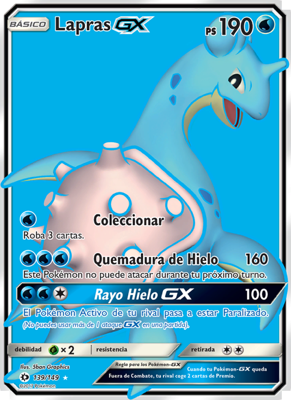 Lapras GX 139 — Sun & Moon (Spanish Pokémon TCG card)